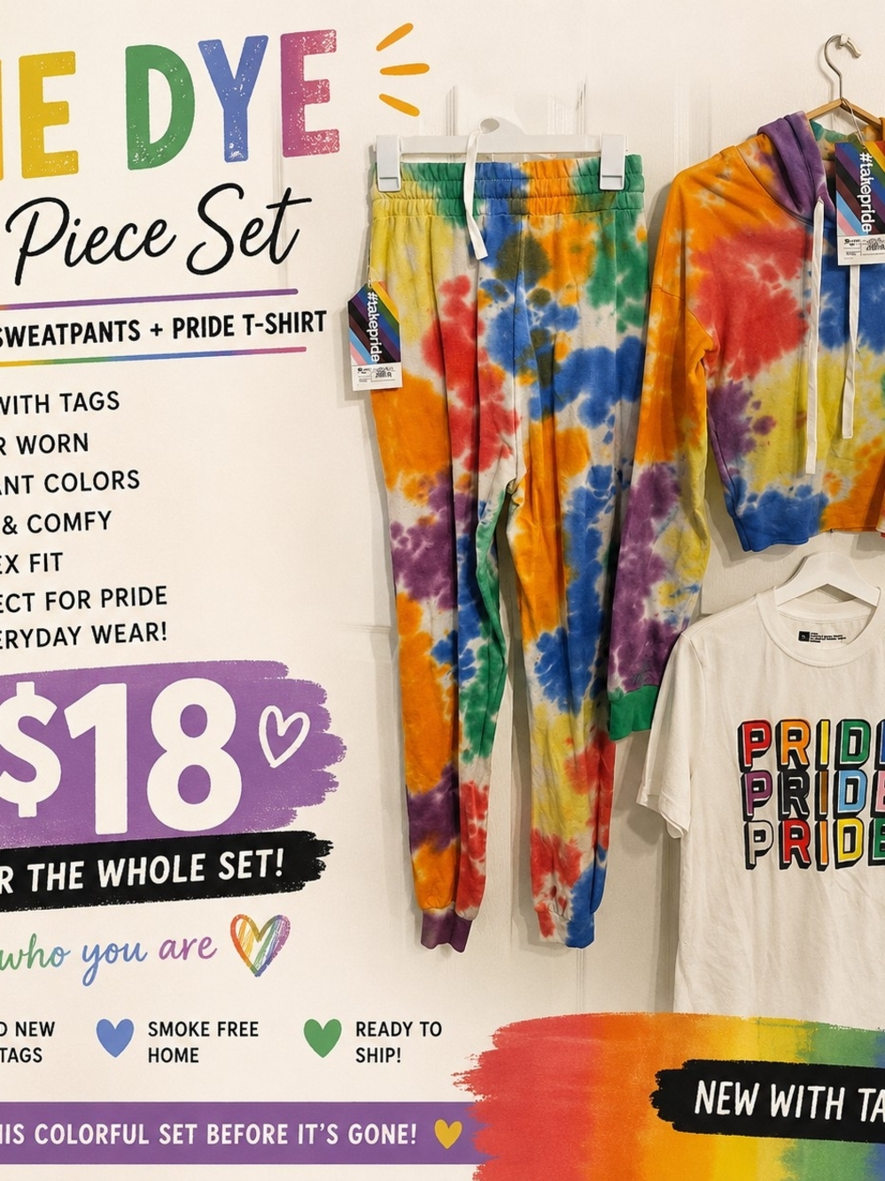 Colsie Rainbow Tie-Dye Track Pants